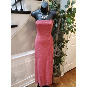 Jessica McClintock Gunne Sax Strapless Dress Women 5/6 Pink Embellished Back Zip